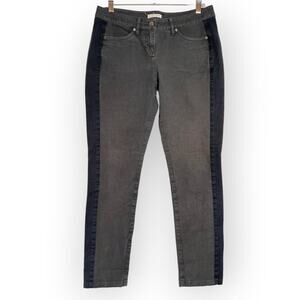 EILEEN FISHER Tuxedo Stripe Organic Skinny Ankle Jeans SIZE Petite PS Gray